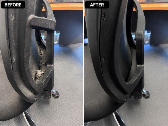 Chair base before and after cleaning